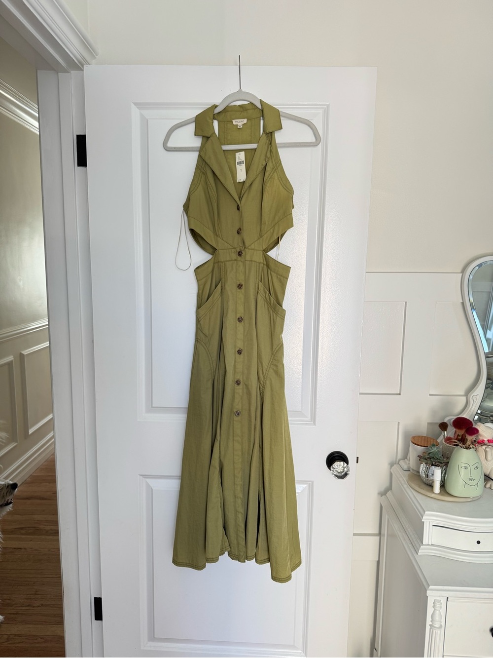 Pilcro Halter Plunge Midi Dress